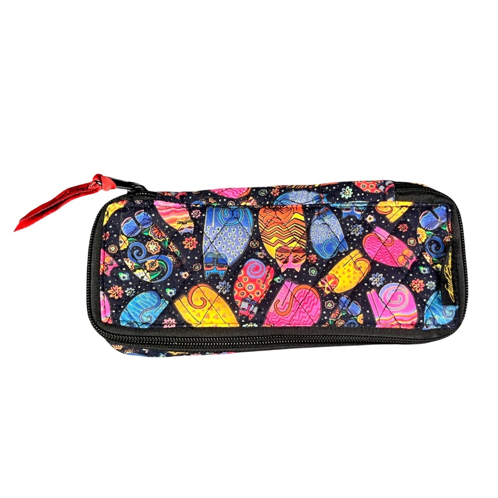 Laurel Burch Fantastic Felines Quilted Fabric Cosmetic Bag Pencil Case Multi